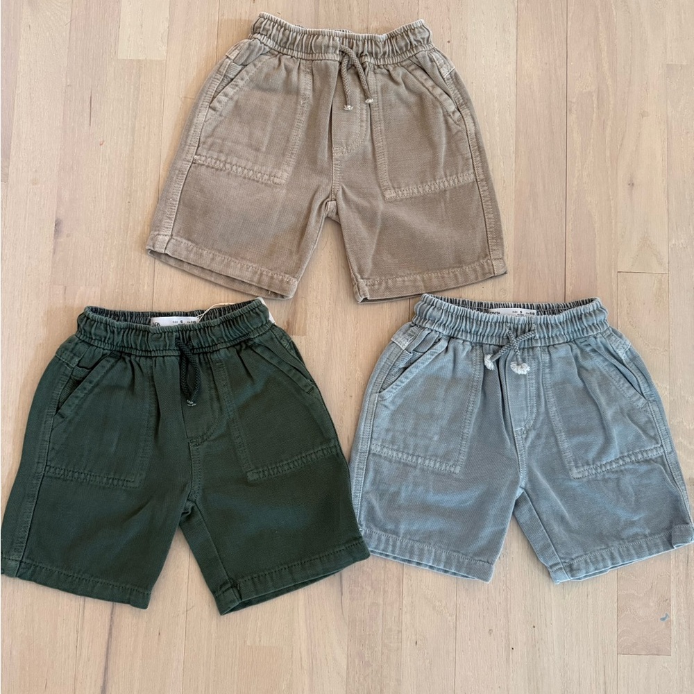 ZARA Stylish Kids Shorts Set - Green, Gray, and Brown